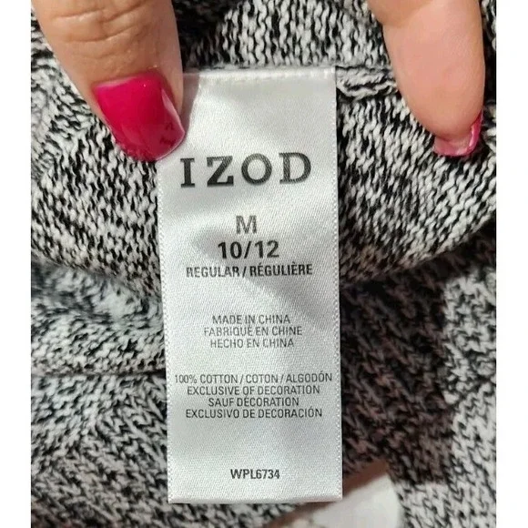 Izod Boys Quarter Zip Sweater Sz M 10 / 12 Black Ivory Preppy Schoolboy Speckled - Picture 5 of 12